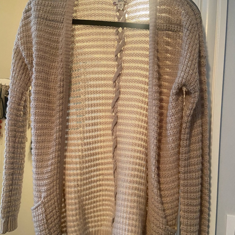 Open knit cardigan with pockets